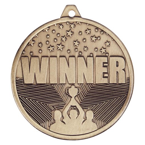 Cascade Winner Iron Medal Antique Gold 50mm MM19039G