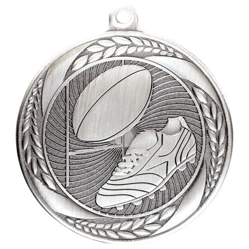 Typhoon Rugby Medal Silver 55mm MM20449S
