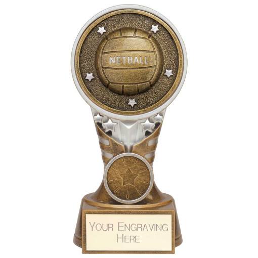 Ikon Tower Netball Award Antique Silver & Gold 150mm PA24226B