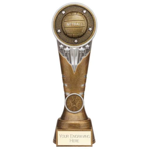 Ikon Tower Netball Award Antique Silver & Gold 225mm PA24226E