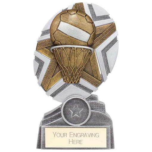 The Stars Netball Plaque Award Silver & Gold 150mm PA24239B