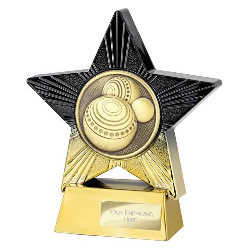 Superstar Lawn Bowls Award Black & Gold 140mm PA25066B