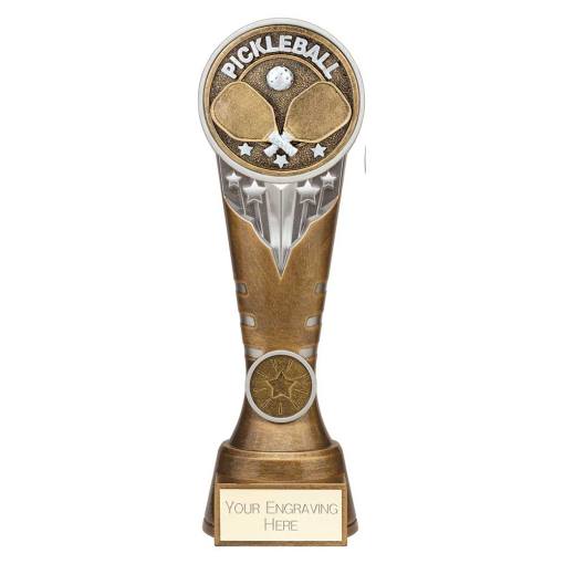 Ikon Tower Pickleball Award Antique Silver & Gold 225mm PA25226E