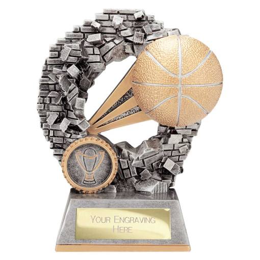 Blast Out Basketball Award Antique Silver & Gold 140mm RF25089B