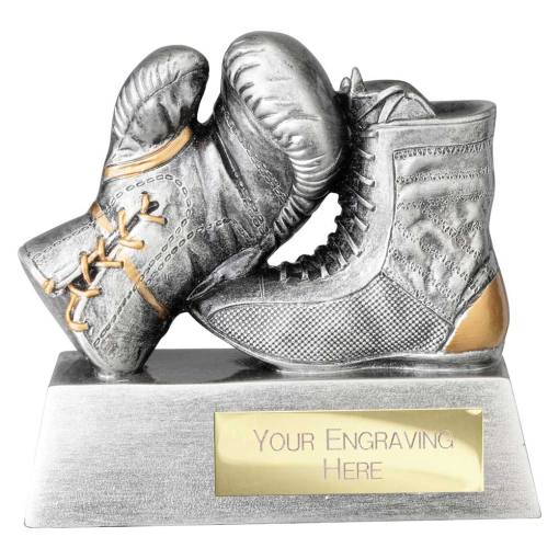 Power Boxing Resin Award Antique Silver 100mm RF25135A