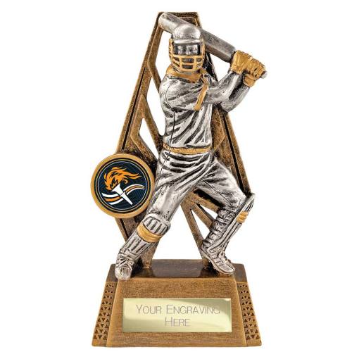 Immense Cricket Batsman Award Antique Gold & Silver 150mm RF26066A