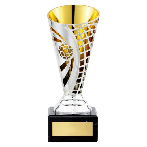 Defender Football Trophy Cup Silver & Gold 150mm TR19565B