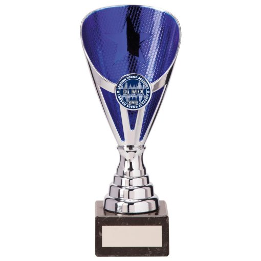 Rising Stars Premium Plastic Trophy Silver & Blue 185mm TR20538B
