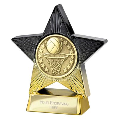 Superstar Netball Award Black & Gold 110mm PA25070A