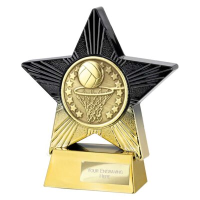 Superstar Netball Award Black & Gold 140mm PA25070B
