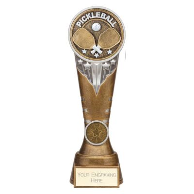 Ikon Tower Pickleball Award Antique Silver & Gold 225mm PA25226E