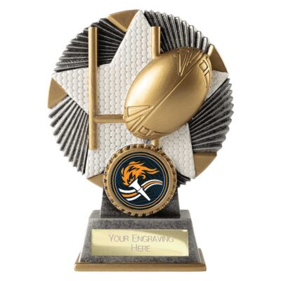 Pulse Star Rugby Award Antique Silver & Gold 120mm RF26018A