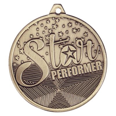 Cascade Star Performer Iron Medal Antique Gold 50mm MM19038G