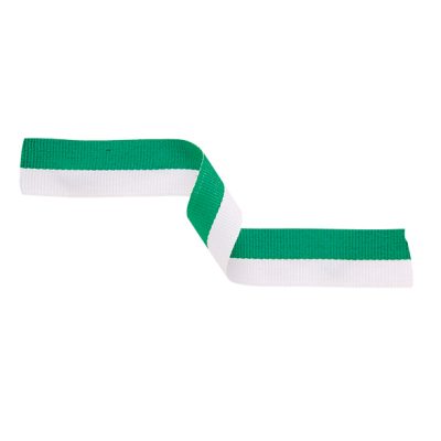 Medal Ribbon Green & White 395x22mm MR6