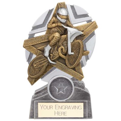 The Stars Motorcross Plaque Award Silver & Gold 130mm PA24245A