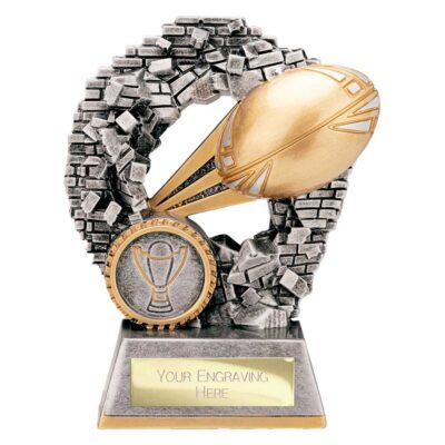 Blast Out Rugby Award Antique Silver & Gold 120mm RF25094A