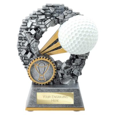 Blast Out Golf Ball Resin Award Antique Silver 120mm RF25193A