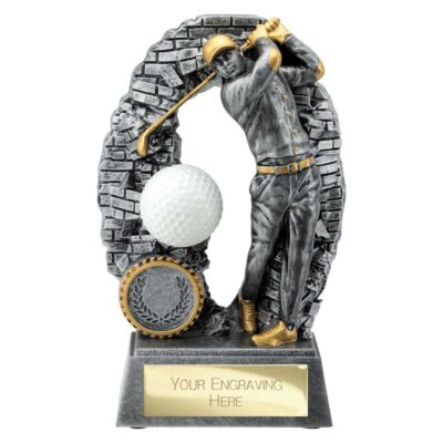 Blast Out Golf Male Resin Award Antique Silver 160mm RF25194A